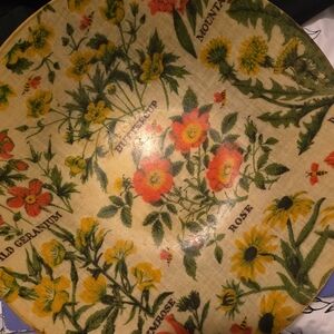 Vintage Fiberglass Artmor Serving Platter Tray Floral Botanical Retro Boho 15"